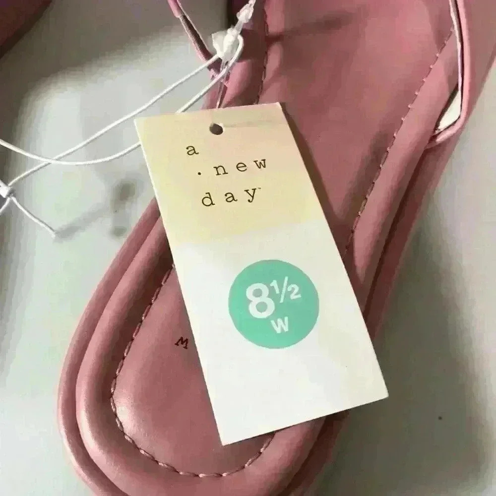 New!  WIDE WIDTH Pink Carlita Wedge Platform Slide Sandals - A New Day 8.5 Wide - Picture 5 of 9